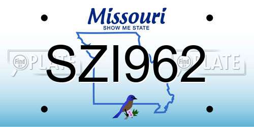 SZI962 Missouri License Plate