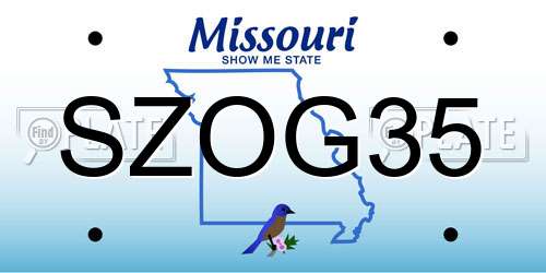 SZOG35 Missouri License Plate