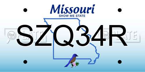 SZQ34R Missouri License Plate