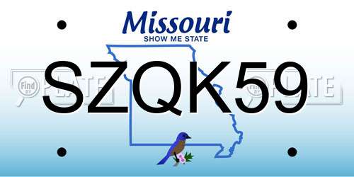 SZQK59 Missouri License Plate