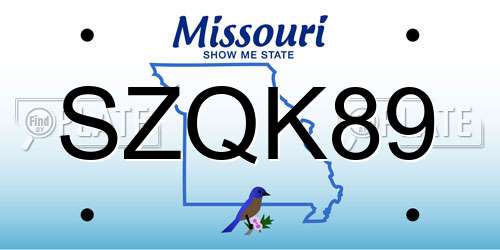 SZQK89 Missouri License Plate