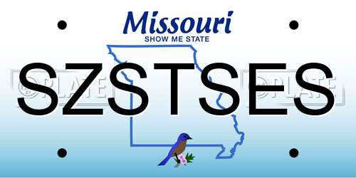 SZSTSES Missouri License Plate