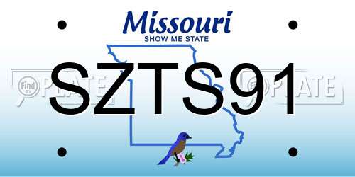 SZTS91 Missouri License Plate