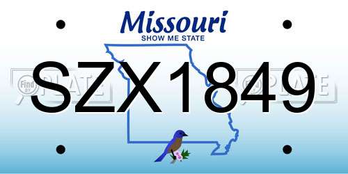 SZX1849 Missouri License Plate