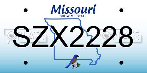 SZX2228 Missouri License Plate