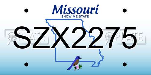 SZX2275 Missouri License Plate