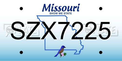 SZX7225 Missouri License Plate