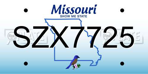 SZX7725 Missouri License Plate