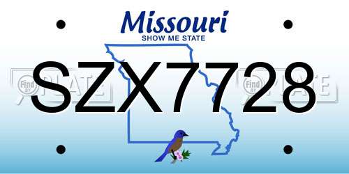 SZX7728 Missouri License Plate