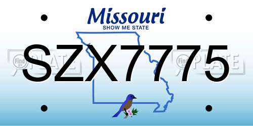 SZX7775 Missouri License Plate
