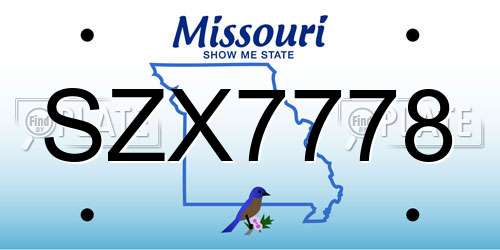 SZX7778 Missouri License Plate