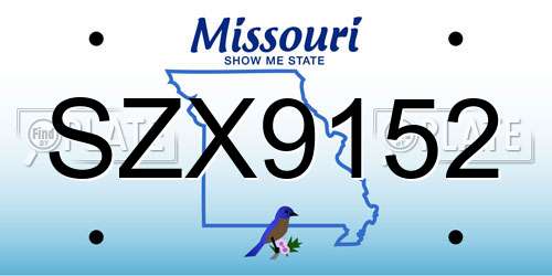 SZX9152 Missouri License Plate