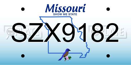 SZX9182 Missouri License Plate