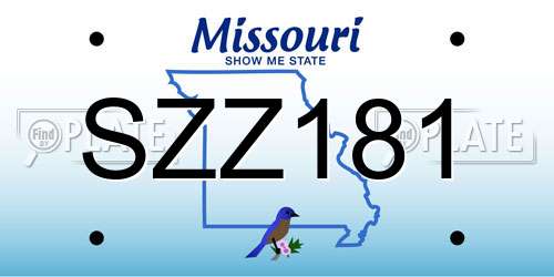 SZZ181 Missouri License Plate