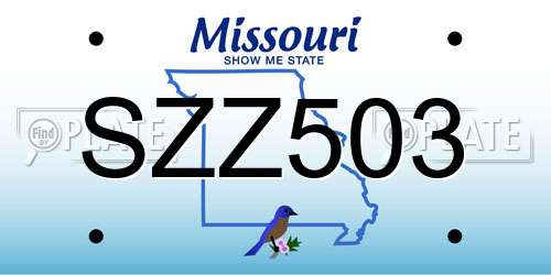SZZ503 Missouri License Plate