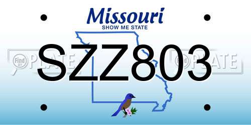 SZZ803 Missouri License Plate