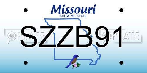 SZZB91 Missouri License Plate