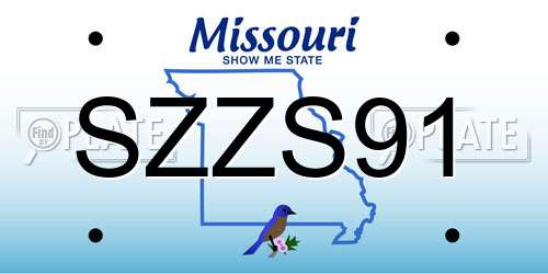 SZZS91 Missouri License Plate