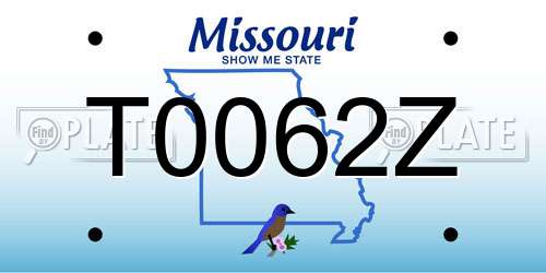 T0062Z Missouri License Plate