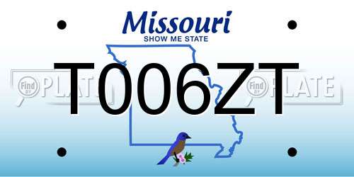 T006ZT Missouri License Plate