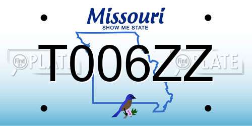 T006ZZ Missouri License Plate