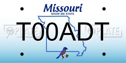 T00ADT Missouri License Plate