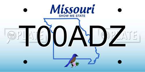 T00ADZ Missouri License Plate