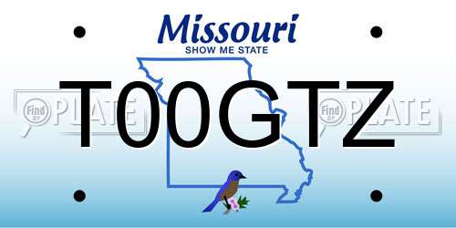 T00GTZ Missouri License Plate