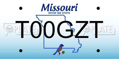 T00GZT Missouri License Plate