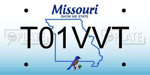 T01VVT Missouri License Plate