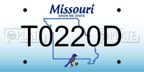 T0220D Missouri License Plate