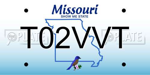 T02VVT Missouri License Plate
