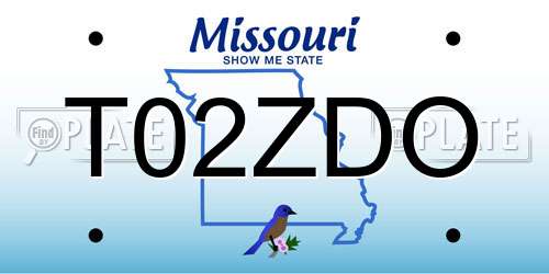 T02ZDO Missouri License Plate
