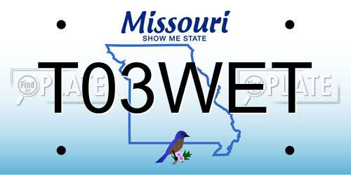 T03WET Missouri License Plate