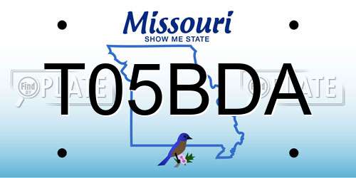 T05BDA Missouri License Plate
