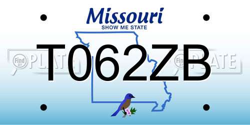 T062ZB Missouri License Plate