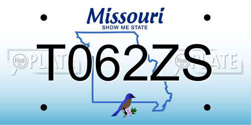 T062ZS Missouri License Plate