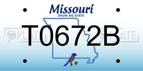 T0672B Missouri License Plate