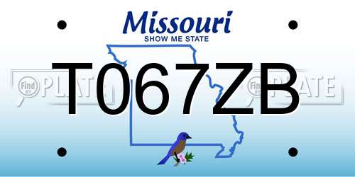 T067ZB Missouri License Plate