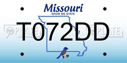 T072DD Missouri License Plate