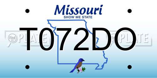 T072DO Missouri License Plate