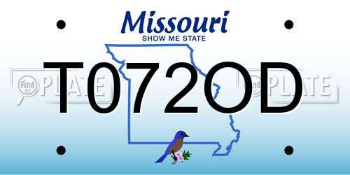 T072OD Missouri License Plate