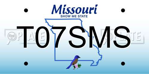 T07SMS Missouri License Plate