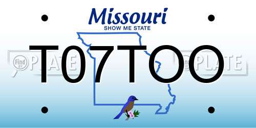 T07TOO Missouri License Plate