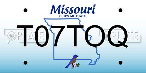 T07TOQ Missouri License Plate