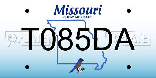 T085DA Missouri License Plate