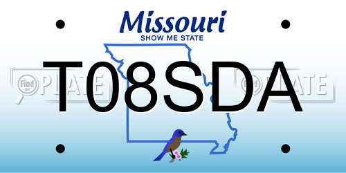 T08SDA Missouri License Plate