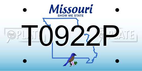 T0922P Missouri License Plate