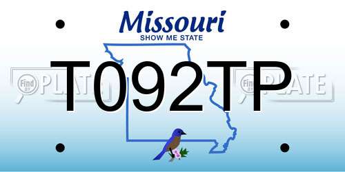 T092TP Missouri License Plate
