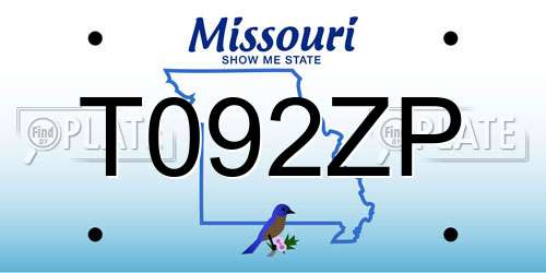 T092ZP Missouri License Plate